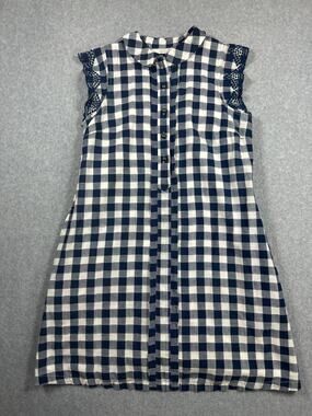 Dear Creatures Gingham Tank Shirt Dress Women's Size XS Blue White Dress